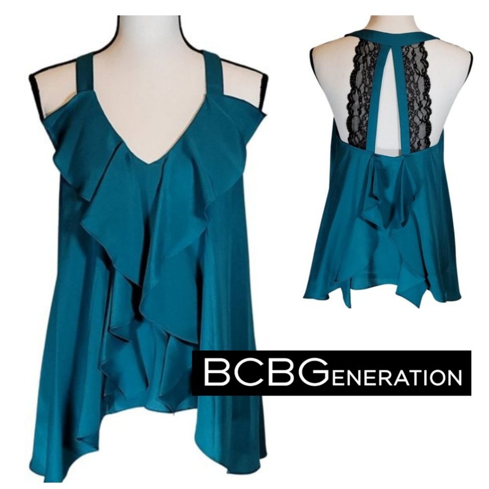 Bcbgeneration Asymmetrical Ruffle Sleeveless Top - image 1